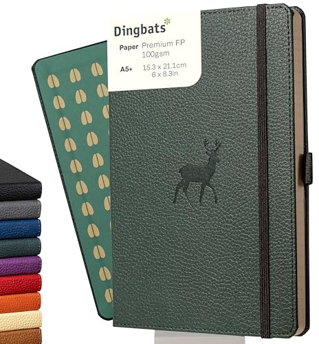 Dingbats* - Tierwelt Notizbuch A5 Gepunktet - Hardcover aus veganem Leder für Arbeit, Reisen, Uni - mit elastischem Verschlussband