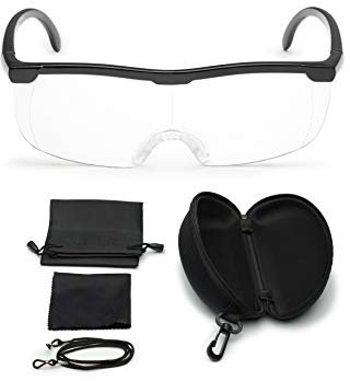 FALINGO Vergrößerungsbrille Lupenbrille Zauberbrille Lupe auf der Nase optische Vergrößerung auf 200% inkl. Hardcase und Zubehör (Schwarz)