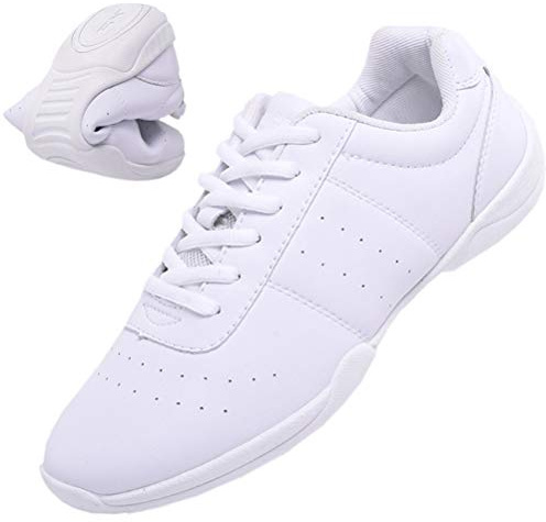 DADAWEN Adult & Youth White Cheerleading Shoe Athletic Sport Training Competition Tennis Sneakers Cheer Shoes White US Size 4.5/EU Size 35