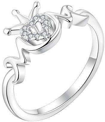 YL Bague maman en argent 925 Bague Couronne en Oxyde de Zirconium pour Femme Mère Maman(Taille 52)