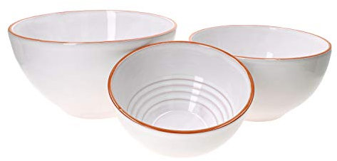 MamboCat Tonschalen Set 3-TLG I weiß glasiert I 24cm 20cm & 17cm I 2,5L 1,5L & 0,7L I Ton-Bowls als Salatschüssel Müslischüssel Obstschale Beilagenschale UVM. I Geschirr Keramik Schüsseln