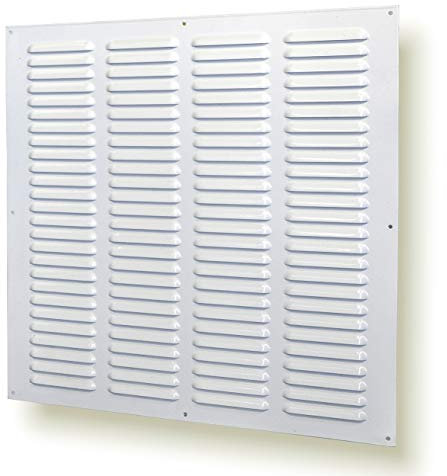 Griglia di ventilazione 40 x 40 cm, con rete di protezione dagli insetti, griglia in metallo, ventilazione (40 x 40 cm, colore bianco)