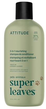 ATTITUDE 2-in-1 Nourishing Shampoo & Conditioner for Cat & Dog, Plant- and Mineral-Based Ingredients, Vegan, Lavender & Argan Oil, 473 mL