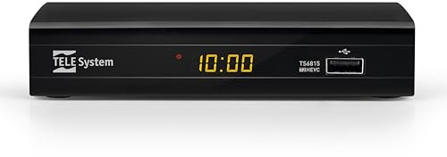Tele System Decoder Digitale Terrestre TS6815/02 DVB-T2 HEVC 10 bit – Tecnologia HD HDR HLG - AUTOSCAN e LCN per ordine logico dei canali- EPG aggiornata - Lettore multimediale - Telecomando incluso