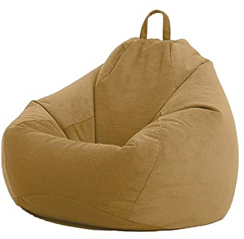 Highdi Pana Funda de Puff sin Relleno Bolsa de Frijoles, Bean Bag Puf Protector de Sofás, para Adultos y Niños, para Sofá Perezoso Cubierta de Sillón (90x110cm,Marrón Claro)