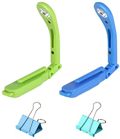 NINVVS 2 Pieces of Book Reading Night Light, with 4 Pieces of Metal Binder, Portable Mini Night Light, with Clip to Hold Books, Night Reading Book Light, Foldable Table Lamp.