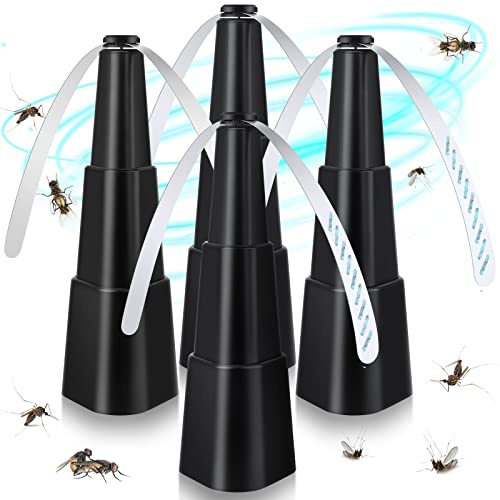 Fly Fans for Tables, Fly Repellent Fan Indoor Outdoor with Holographic Blades,4 Pack Batteries Powered for Picnic, Party, Restaurant, Kitchen, and BBQ