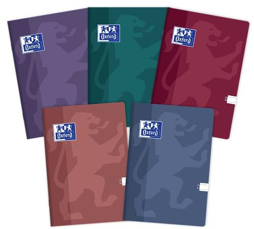 Oxford Touch Trend Notizbuch A5, 60 Blätter, liniert, 5 Stück-Packung Farbenmix