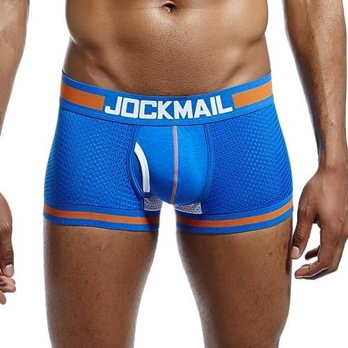 JOCKMAIL sous-vêtements Sexy en pour Hommes avec découpe en U, Pantalon Sexy Caleçon (L, Bleu)