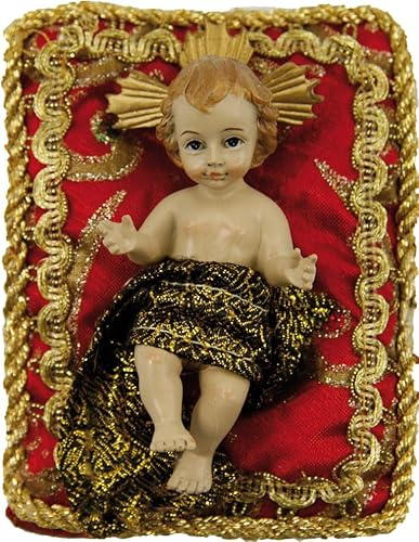 FADEDA Niño Jesús en cojín, rojo/altura: 12 cm/pintado a mano/detallado belén figuras - decoración de mesa de Navidad cuna accesorios