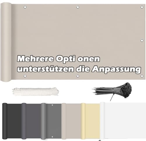 ROBAG Balkon Windschutz 90x750cm, Balkon Sichtschutz Windschutz, Wind- und UV-Schutz, in div. Größen & Farben für Gartenanlagen, Camping und Freizeit -Taupe
