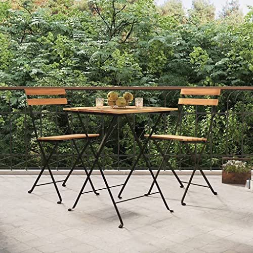 KTHLBRH Set di mobili da giardino per terrazze, mobili da balcone, set bitro, pieghevole, in legno massiccio, teak e acciaio