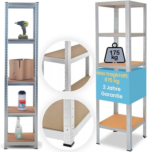 SMART REGALY - Étagère sur pied - Étagère de cave - Nombre d'étagères : 5-180 x 40 x 40 cm - Capacité de charge des étagères : 175 kg - Étagère de rangement - Panneaux MDF - Étagère pour charges
