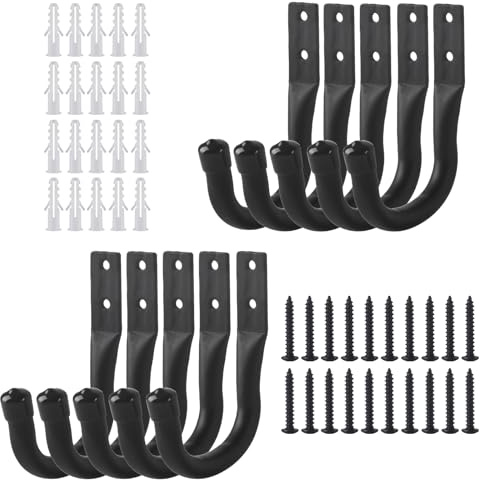 ALAHUGYEF Hooks,10 Pcs Ladder Storage Hooks for Hanging Heavy Duty Hooks | Wall Mounted Garage Hanger Brackets for Wall Bike Chair Garden Hose Tool Storage