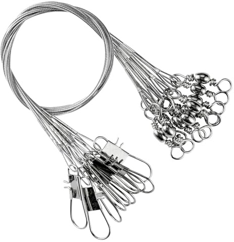 9Tong Freshwater Wire Fishing Leader Stainless Heavy Duty Wire Leader Fishing Saltwater Rigs Leaders Fishing Steel #1 20lb 5.9in 50pcs