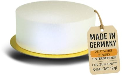LA LILEYN Torta in polistirolo a 1 piano – disco di polistirolo – extra alto 8,5 cm e diametro 22 cm – fondo dorato – con adesivo biadesivo, qualità 12 g/l