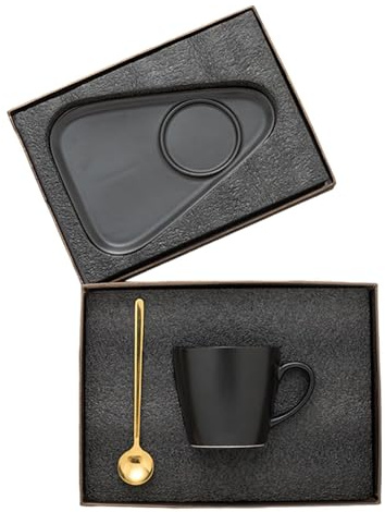 Espressokoppsset med fat, kopp och fat - espressokoppar värmebeständiga cappuccinokoppar, espressokaffemugg set med fat och