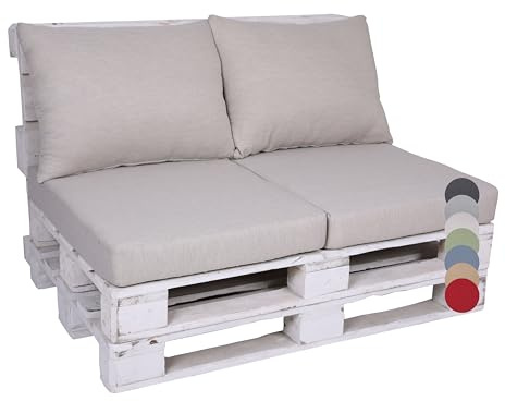 GO-DE Textil Bequeme und attraktive Polsterauflagen für Paletten-Loungen (2er-Set, 2-teilig, für eine komplette Palettenlounge, Uni beige, Palettenkissen)