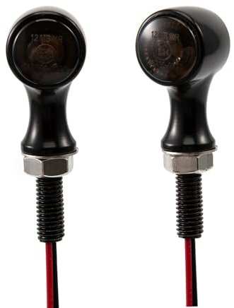 Mini LED Motorrad Blinkerleuchte Bernstein Seite E24 Marker Lampe 12V für Custom Street Motorrad Chopper Cruiser 8mm (Schwarz)