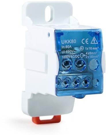 Jadeshay Morsettiera Scatola di Distribuzione, UKK-80A Scatola di Distribuzione Morsettiera su Guida DIN Scatola di Giunzione di Alimentazione Universale con Coperchio Protettivo