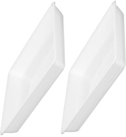 Yardwe Platos Cuadrados para Macetas De 35 Cm para Balcón y Jardín, Bandejas Profundas para Macetas De Plástico Blanco, Doble Pack Resistente Intemperie, Recogida De Agua para Suculentas y Bonsáis