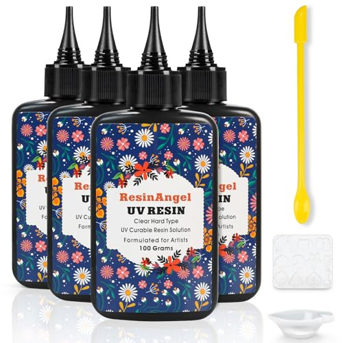 ResinAngel UV Resin Kit 400g, Ready to Use Instant Cure UV Epoxy Resin Set, Super Hard & Clear for Jewelry Casting, Coating, Mini Crafts, DIY Art & Quick Repairs