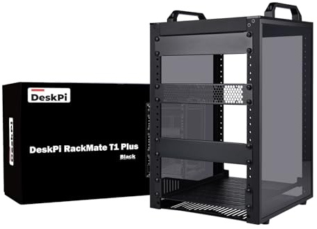 GeeekPi DeskPi RackMate T1 Plus - Armario rack de servidores de 8U, rack de red de 10 pulgadas para servidores, red, equipo A/V, profundidad de 10.23 pulgadas (260 mm) (negro)