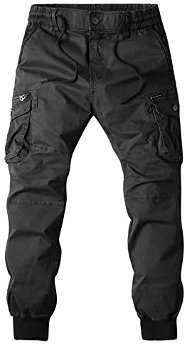 Pantalon cargo pour homme, coupe classique, pantalon de jogging, pantalon de travail, pantalon de combat, résistant et confortable, avec cordon de serrage à la taille élastique, Noir , XXL