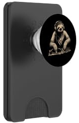Vintage Sloth DJ Tocadiscos Divertido Amante de la Música Humor Animal PopSockets PopWallet para MagSafe