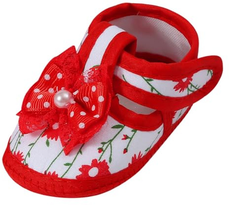 Baby Learning to Walk Sandals Spring Summer Autumn Shoes 0 1 Year Old Baby Single Shoes Cute Bow Soft Sole Newborn Baby Casual Learning to Walk Shoes Boy Indoor Slipper (Red, 3 Infant)