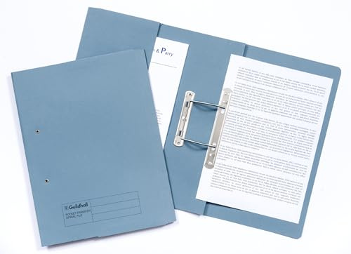 Exacompta - Ref 349-BLUZ - Guildhall - Pocket Spiral File, 315gsm Heavyweight Manilla, Holds A4 & Foolscap Documents, Left Hand Pocket, Blue Angel Certified - Blue, Pack of 25