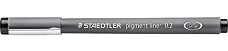 STAEDTLER Pigment Liner 308 Fineliner – svart, 10-pack, 0,2 mm | Dokumentäkta, vattentåligt pigmentbläck, raderbart på ritpapper – exakta linjer för konst – Art.-Nr. 308 02-9