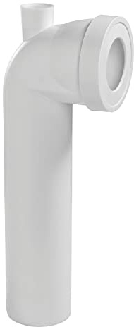 Wirquin 71060201 Pipe wc rigide coudée, mâle, longue, à coller D100 mm, avec piquage pour évacuation toilette, blanc