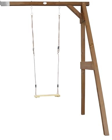 AXI Single wooden swing in brown | Wall-mounted swing set for children with wooden swing seats | Swing set only on wall for garden/outdoors