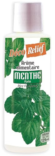 Déco Relief - Arôme Liquide Menthe Extra-Forte 125 ml - Arôme Alimentaire Pâtisserie & Yaourtière - Pour Gâteaux, Pâtisseries, Yaourts - ARO04.