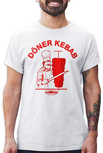 Shirtracer Döner Kebab Herren T-Shirt und Männer Tshirt (Weiß, M)