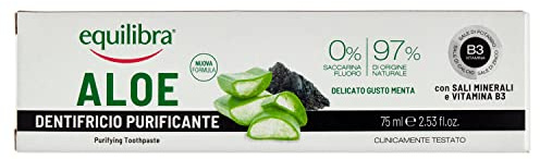 equilibra Igiene Dentale, Aloe Dentifricio Purificante, Dentifricio Carbone Attivo in Gel Delicato dal gusto Fresco, Fornisce un'azione Sbiancante Naturale, 75 ml