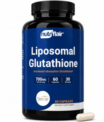 NutriFlair Liposomal Glutathione Setria® 700 mg - ren reducerad, stabil, aktiv form L glutathione reductase (GSH), förbättrad absorption - icke-GMO antioxidant, Detox, kardiovaskulär, hjärna