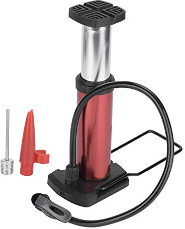 Bomba de Bicicleta, Bomba de pie de Bicicleta Mini Bomba de Aire de neumático de inflador de Piso de Alta presión portátil Hecha de aleación de Aluminio(Rojo)