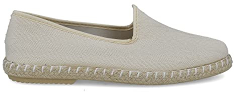 PAYMA - Espadrillas Basse da Uomo a Spuntone Spina di Pesce. Pantofole Estive. Brasiliano per Uomo. Suola di Iuta e Gomma. Colore: Beige, Taglia: EU 39