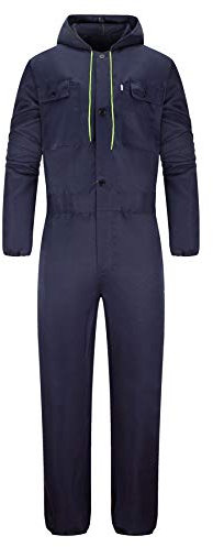 Yukirtiq Herren Arbeitsoverall mit Reißverschluss Arbeitsanzug Handwerker Rallyekombi Overall Werkstatt Mechaniker Arbeitskombi, Blau Navy, M