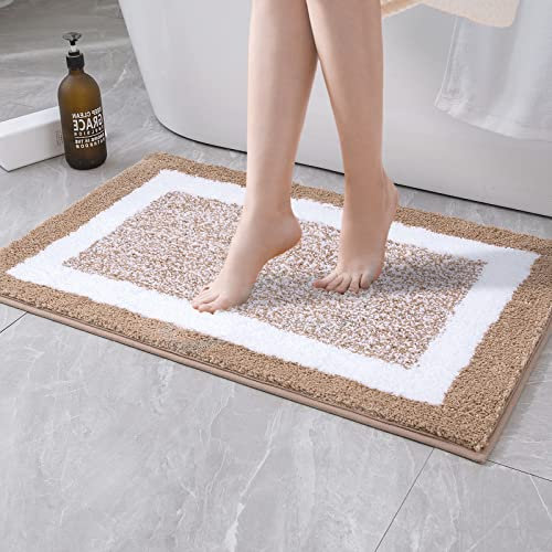 MIULEE Teppich Badematte Mikrofaser rutschfest Badteppich Farbverlauf Dekorativ Badvorleger Absorbent Fußmatte Waschbar Flauschige Duschvorleger Badezimmer Wohnzimmer Schlafzimmer 40x60 cm Kaffee