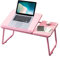 Laptop Desk, Laptop Bed Table with Foldable Legs & Cup Slot, Reading Holder Notebook Stand Breakfast Bed Tray Book Holder for Sofa, Bed, Terrace, Balcony (Blue)