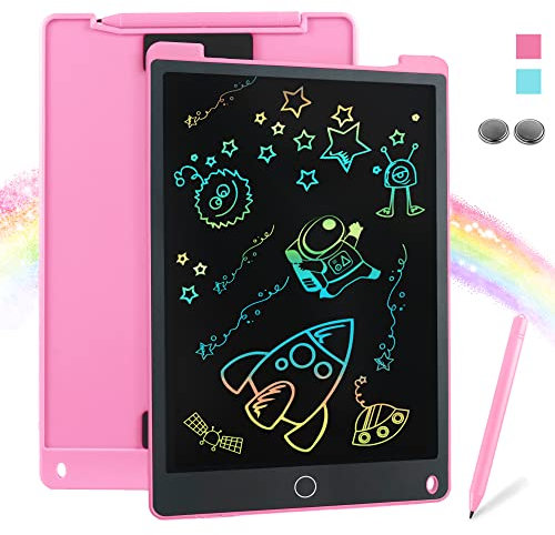 Fandina Juguetes Niña 1 2 3 4 5 6 Años, 12 Pulgadas Tableta Escritura Niños Colorido Pizarra Electrónica Pizarra Magnetica Infantil Tableta de Escritura LCD para Niños Regalo Niña