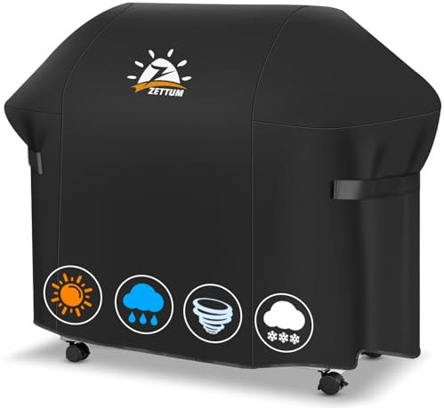 Zettum Grillabdeckung 147 CM -7130 Grill Abdeckung für Weber Genesis II Serie Heavy Duty&Wasserdicht, PU abdeckhaube für Weber Genesis E-330, E-310, S-310, S-330, S-335, S-340(147 L x 63 W x 113 H cm)