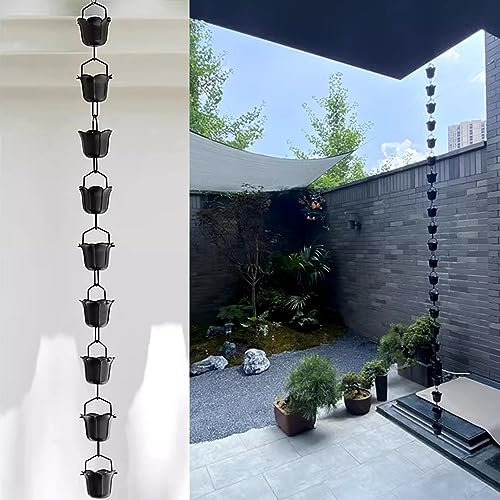 MOGGED Regenkette Abhilfe von Regenketten Abwässerung, Blütenblätter Regenfänger für Downspout -Dekoration, Einstellbar Regendauerkette, Kette, Aluminium Ketten Abtropfen Lassen (Size : 240cm/8ft)