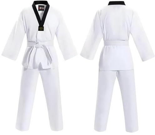 URBANSBEE Taekwondo UH 1914 Uniform Schwarz BK V-Ausschnitt Weiß Dobok Taekwondo Uniformen MMA Kampfsport Karate ohne Gürtel