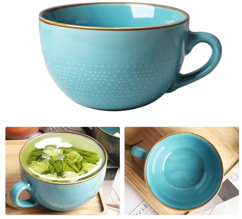 IGTOPS kaffekopp stor mugg, 700 ml keramik soppkoppar, porslin müsliskålar med handtag, tekopp, müsli, salladsskål, gåvor kaffekopp (D)