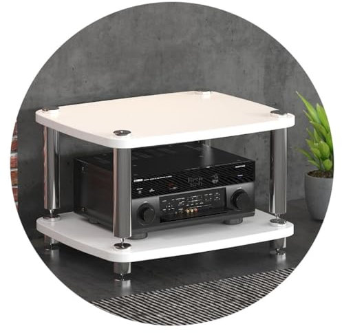 1/2/3/4-lagiger HiFi-Audioschrank Audio-Rack Für Streaming-Geräte Mit Stoßdämpfenden Füßen – Audio-Video-Komponenten (Color : Weiß, S : 60 * 48 * 38cm(2Tier))