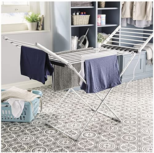 Folding Electric Clothes Drying Rack, Collapsible Clothes Dryer 147x54x94cm, Heated Airers with Wings 18 Heated Bars